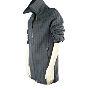 Vintage FENDI Jeans Roma Amor Black Quilted Zip Midi Jacket Size 42